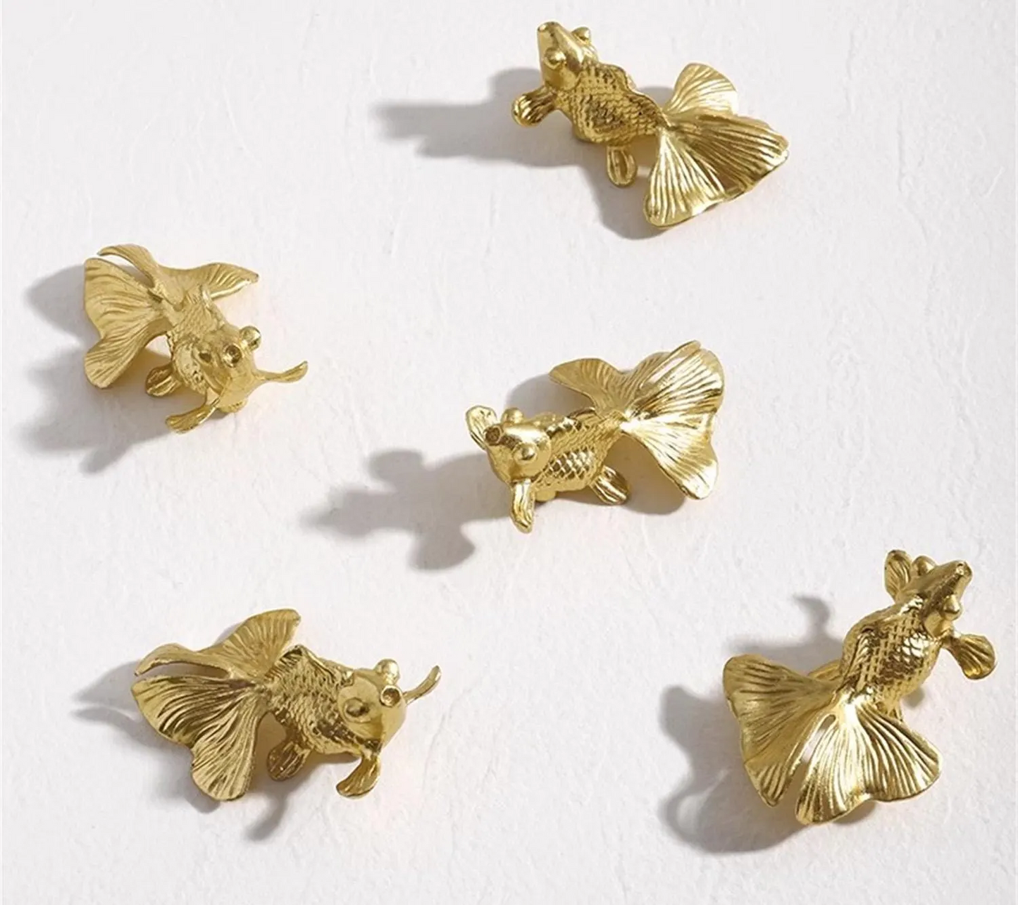 Brass Drawer Pulls Modern Goldfish Wardrobe Handles Cupboard Kitchen Cabinet Dresser Knob Hardware Home Decor