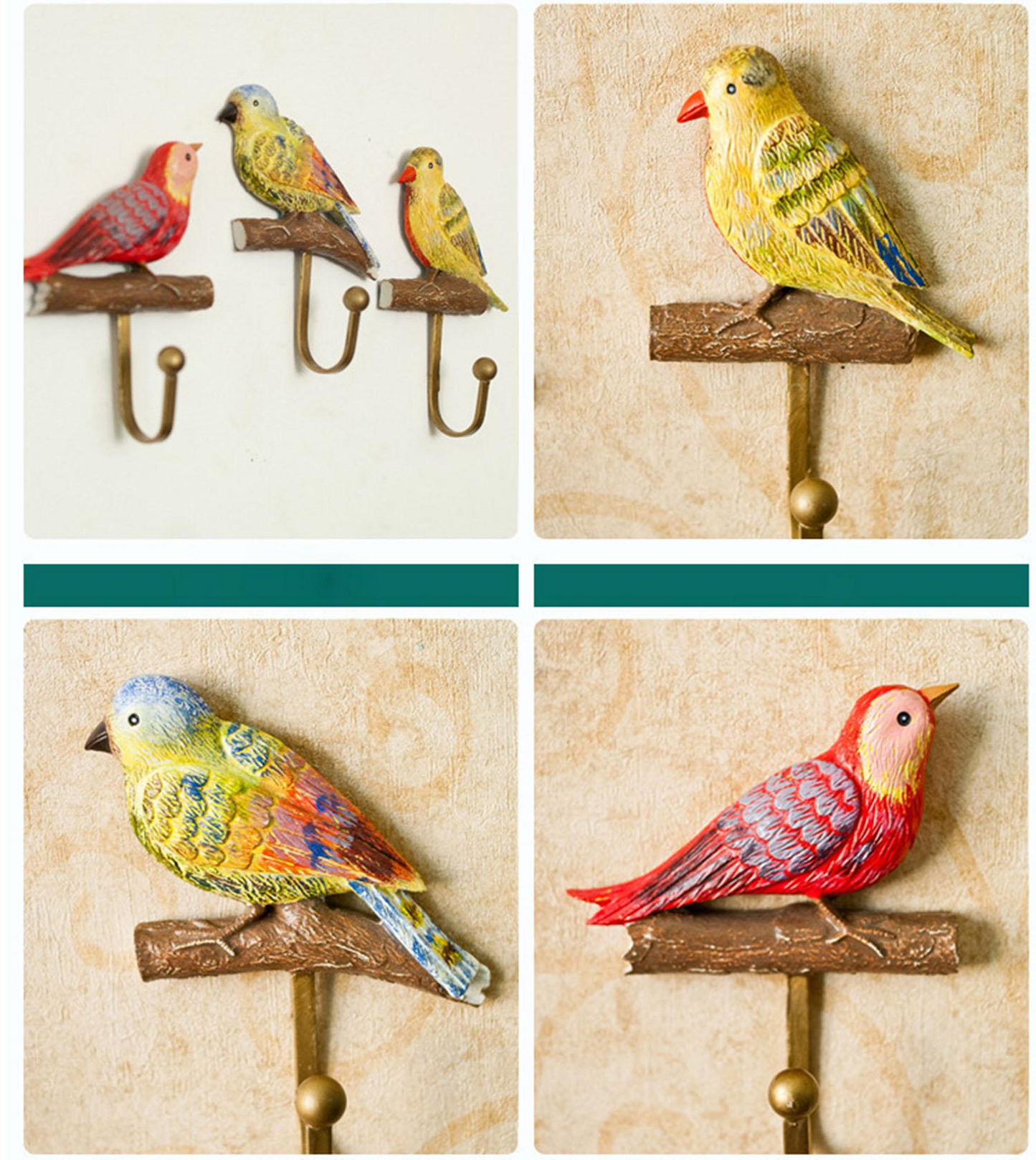 Resin Bird Hooks Wall-mounted Coat Hangers Racks Wall Hooks Bathroom Towel Scarves Keys Hook Clothes-Hook 3pcs/set
