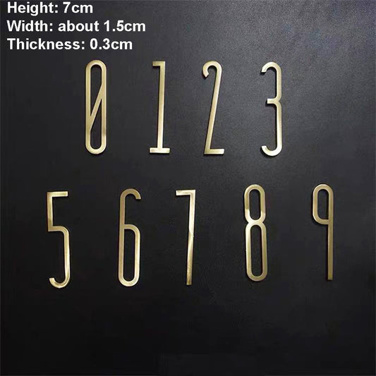 7cm Self-adhesive Brass House Numbers Symbols Alphabet Letter for Address Door Mailbox Decor