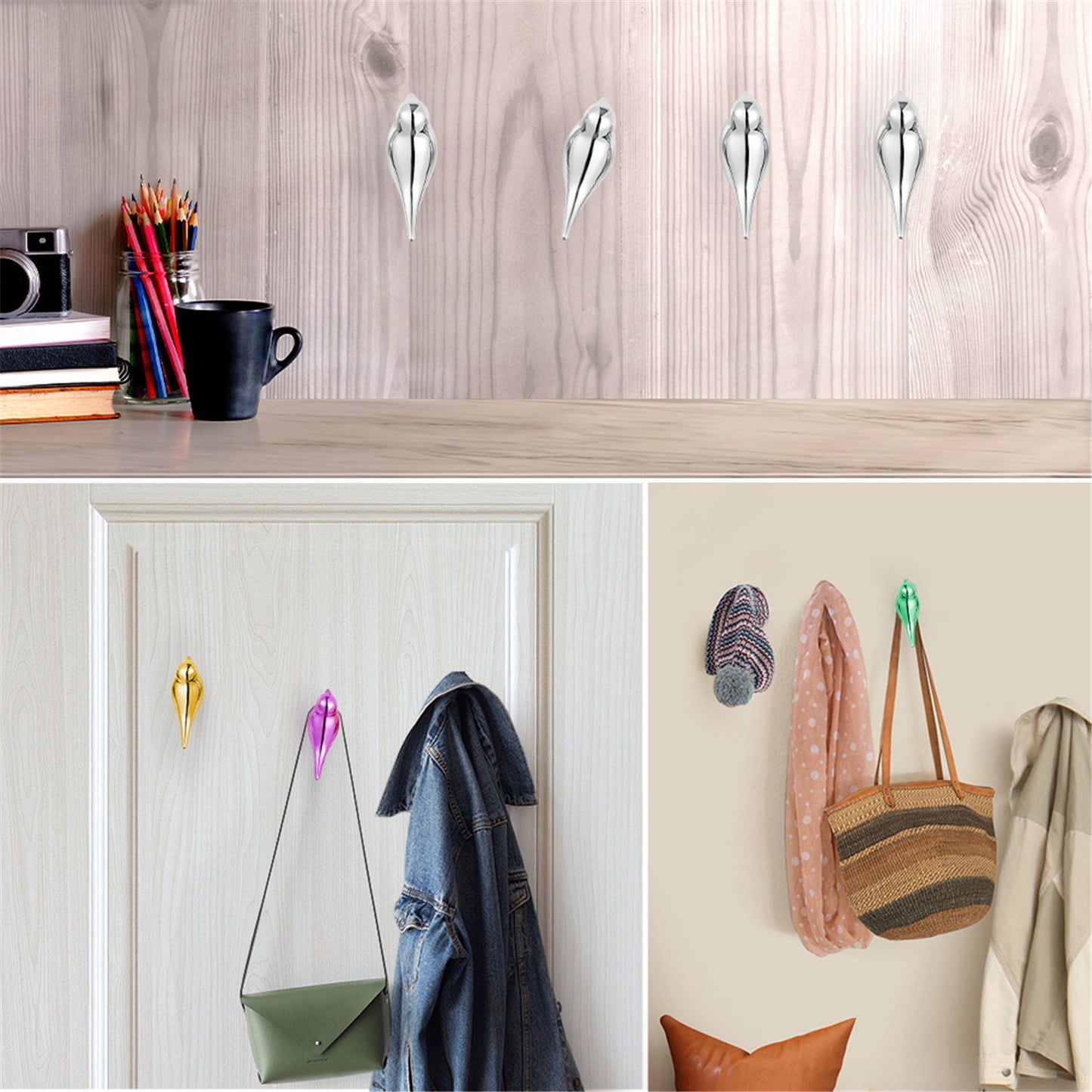 Bird Hooks Coat Wall Hook Wall-mounted Coat Hangers Racks Hooks Bathroom Towel Scarves Keys Hook Clothes-Hook