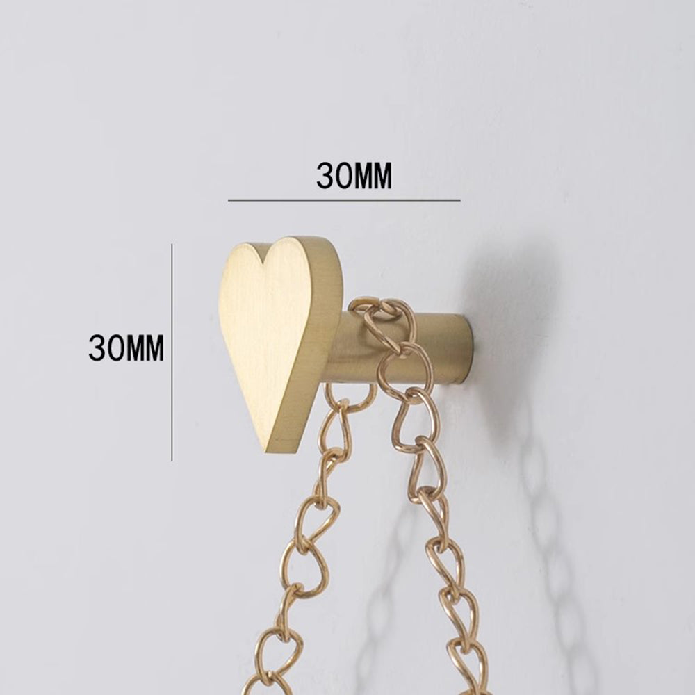 Heart-shaped Brass Hooks Coat Keys Wall Hook Wall-mounted Coat Hangers Racks Hooks Bathroom Scarves Hook Hardware