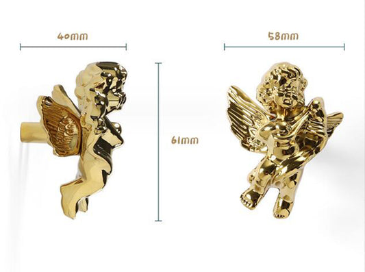 Brass Drawer Pulls Cherub Door Handles Wardrobe Cupboard Bookcase Kitchen Cabinet Dresser Gold Pulls Modern Home Decor