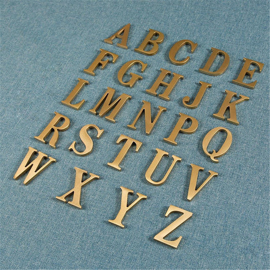 Self-adhesive Brass House Numbers Symbols Alphabet for Address Door Mailbox Decor Modern Golden House Numbers