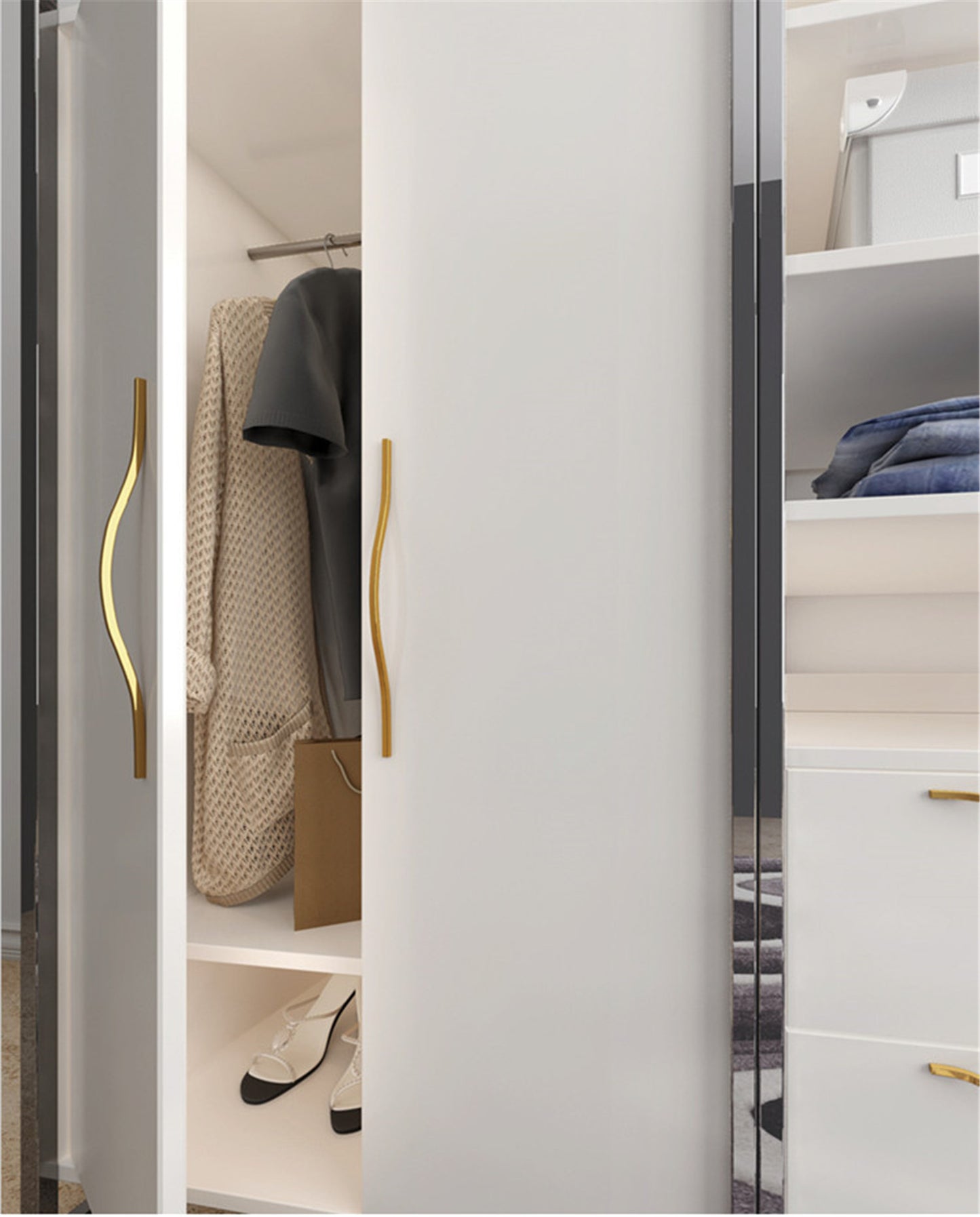 Drawer Pulls Modern Curved Arch Drawer Handles Cupboard Kitchen Cabinet Dresser Door Long Pull Hardware Zinc Alloy