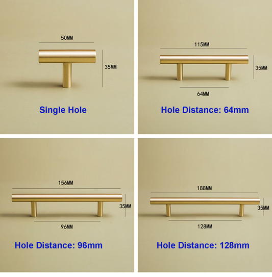 Solid Brass Drawer Pulls Modern Knobs T Bar Drawer Handles Cupboard Cabinet wardrobe Dresser Pull Hardware Handle