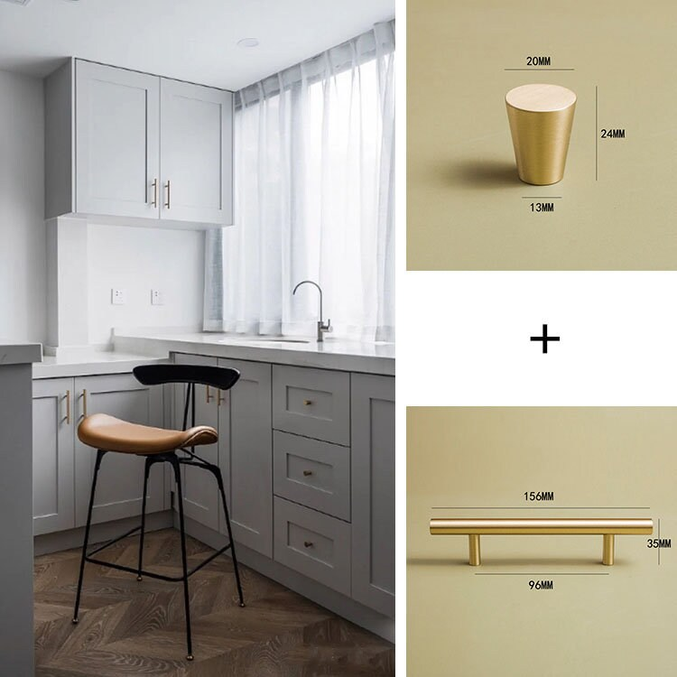 Solid Brass Drawer Pulls Modern Knobs T Bar Drawer Handles Cupboard Cabinet wardrobe Dresser Pull Hardware Handle