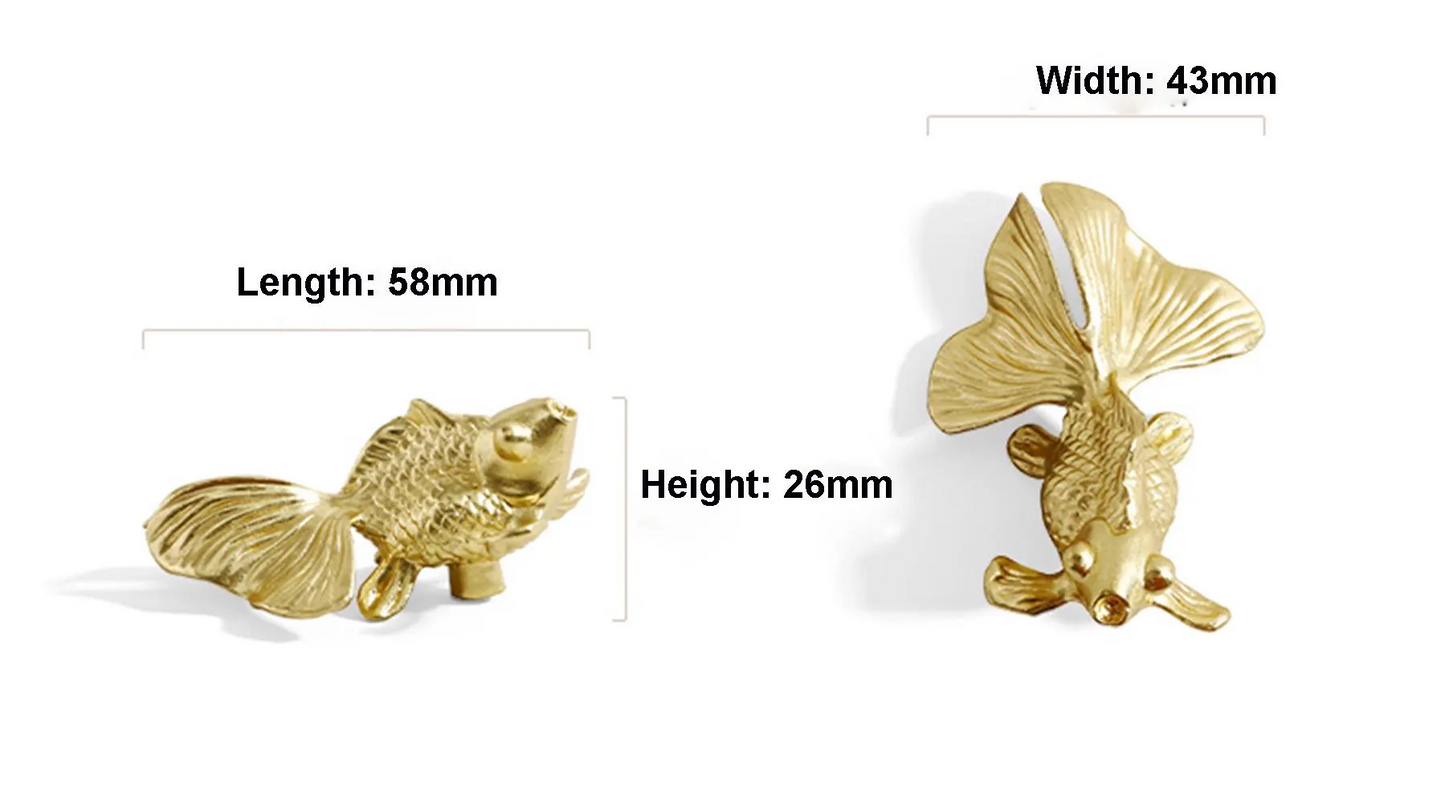 Brass Drawer Pulls Modern Goldfish Wardrobe Handles Cupboard Kitchen Cabinet Dresser Knob Hardware Home Decor
