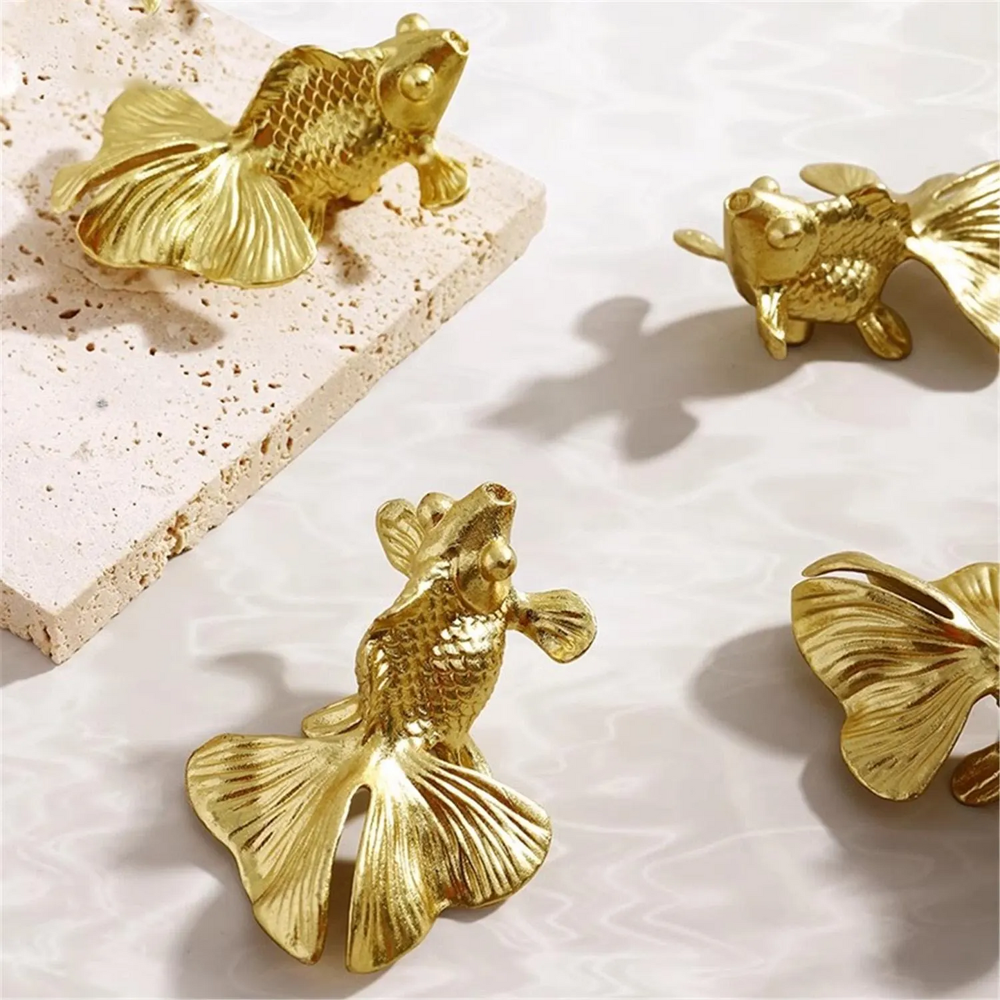 Brass Drawer Pulls Modern Goldfish Wardrobe Handles Cupboard Kitchen Cabinet Dresser Knob Hardware Home Decor