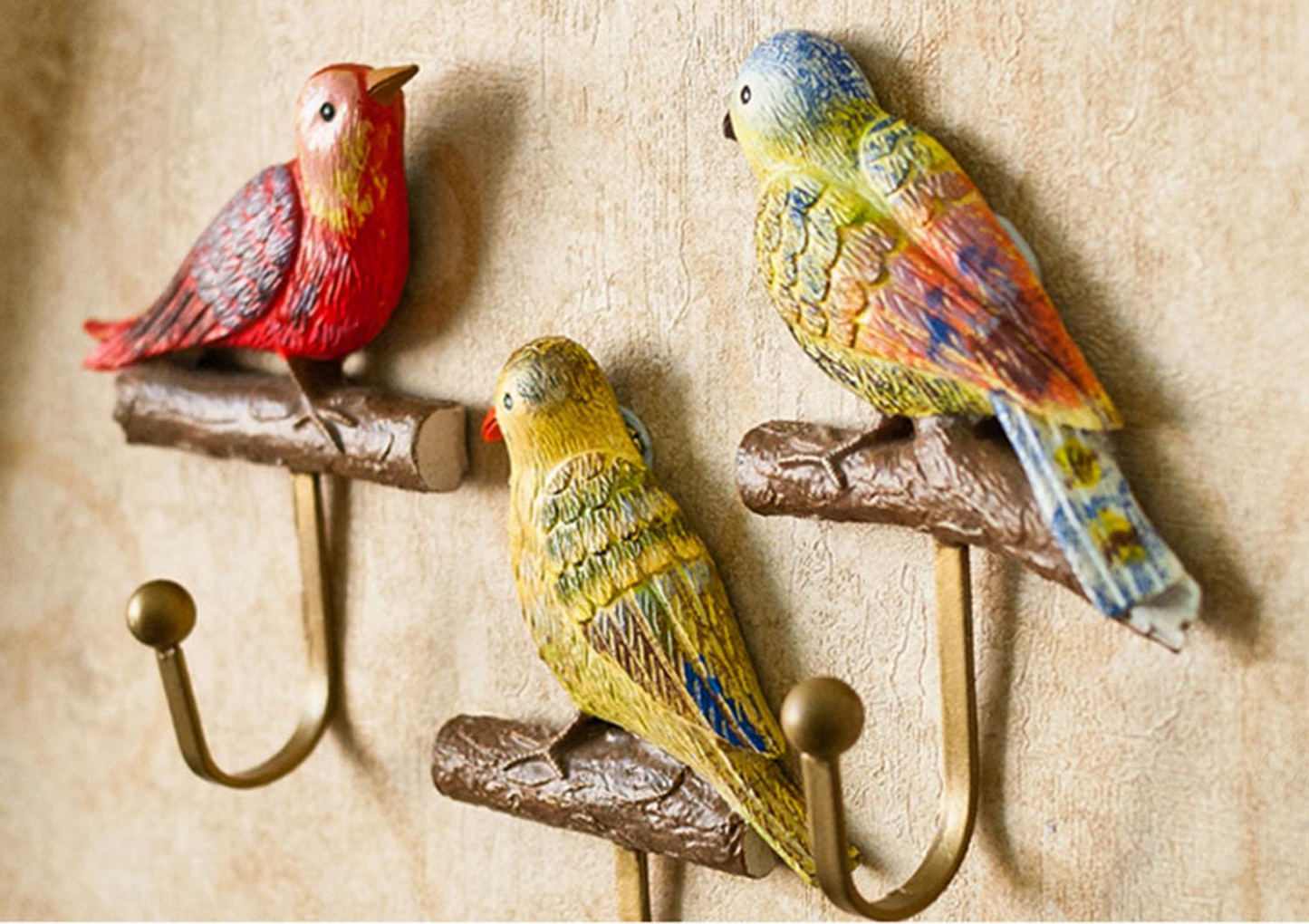 Resin Bird Hooks Wall-mounted Coat Hangers Racks Wall Hooks Bathroom Towel Scarves Keys Hook Clothes-Hook 3pcs/set