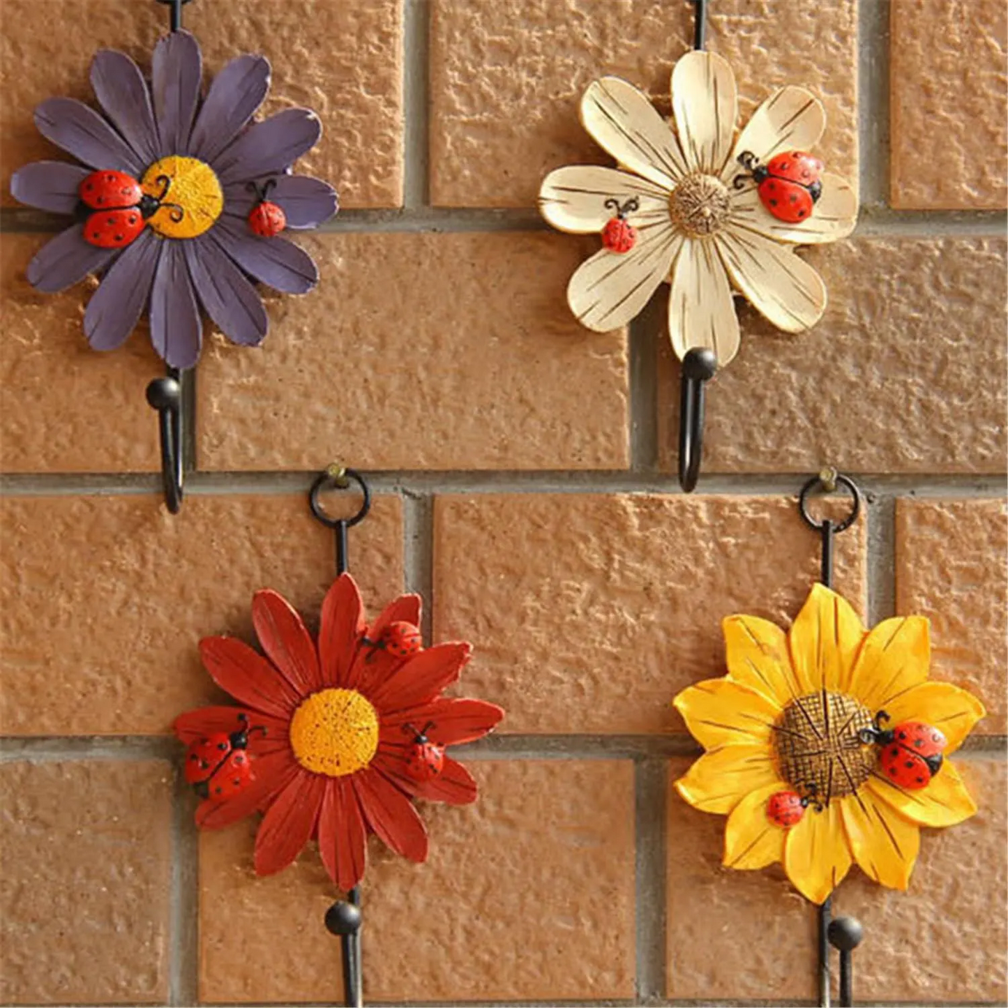 Resin Flower Hooks Coat Wall Hook Wall-mounted Coat Hangers Racks Hooks Bathroom Towel Scarves Keys Hook Clothes-Hook