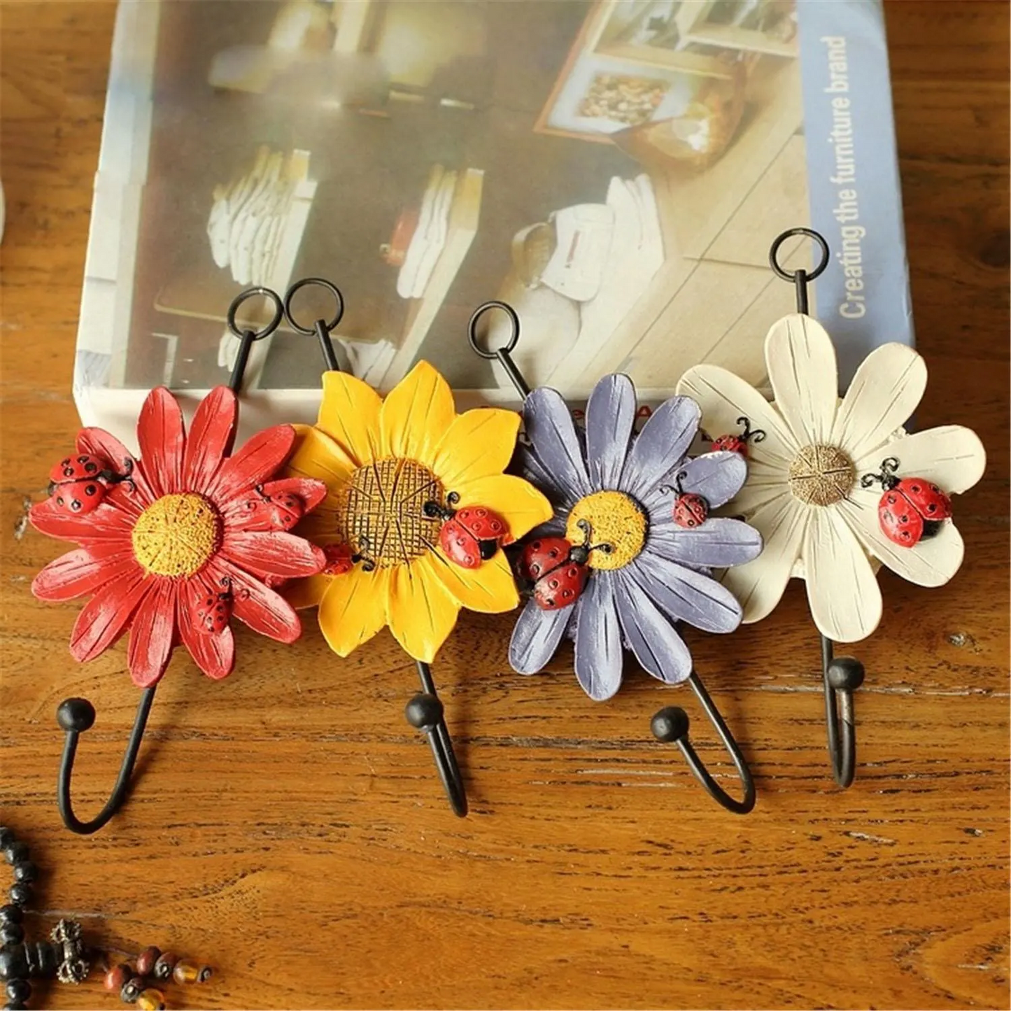 Resin Flower Hooks Coat Wall Hook Wall-mounted Coat Hangers Racks Hooks Bathroom Towel Scarves Keys Hook Clothes-Hook