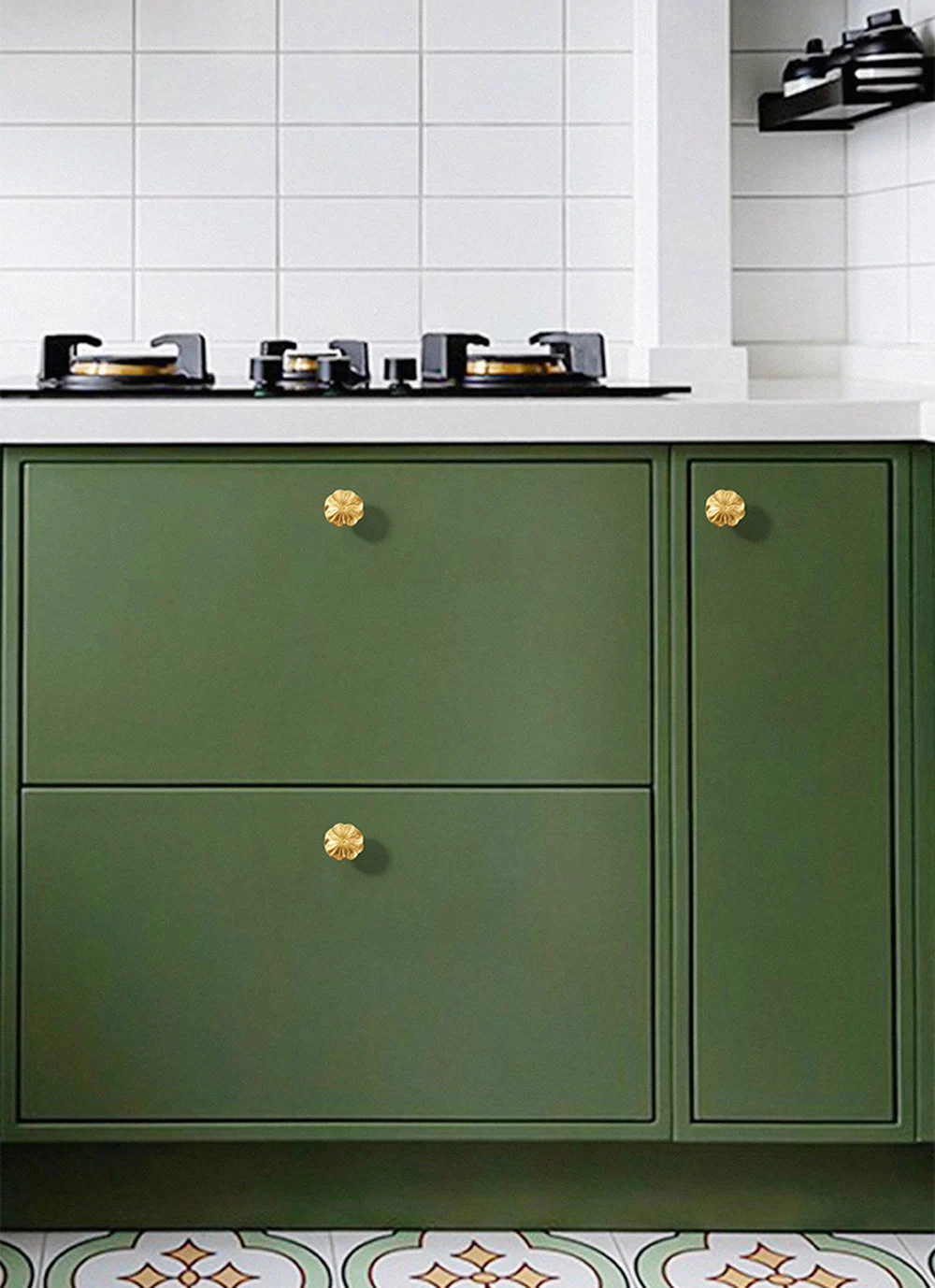 Flower Brass Drawer Knob Pulls Door Handles Cupboard Cabinet Wardrobe Door Dresser Knob Gold Home Decor