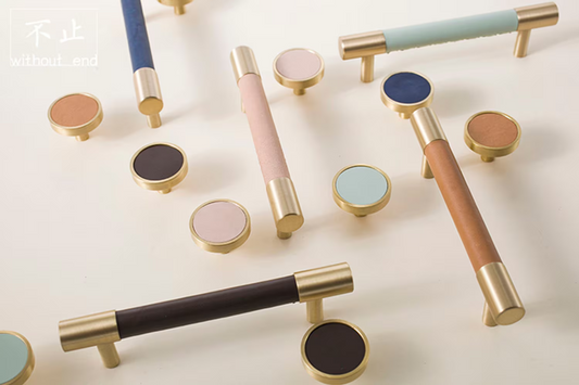 Brass Drawer Pulls Modern T Knobs Bar Leather Drawer Handles Cupboard Kitchen Cabinet Dresser Long Pull Hardware Gold