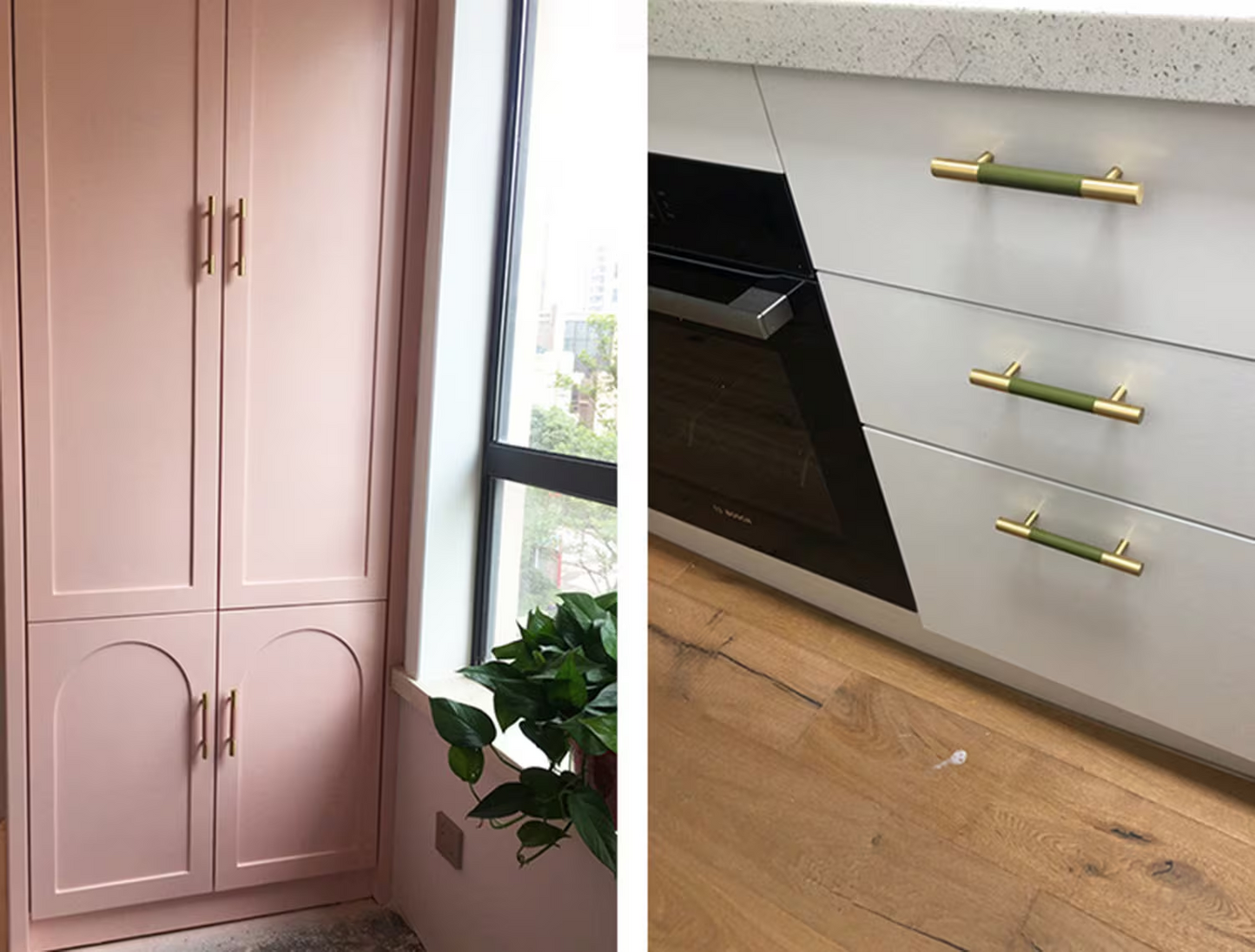 Brass Drawer Pulls Modern T Knobs Bar Leather Drawer Handles Cupboard Kitchen Cabinet Dresser Long Pull Hardware Gold