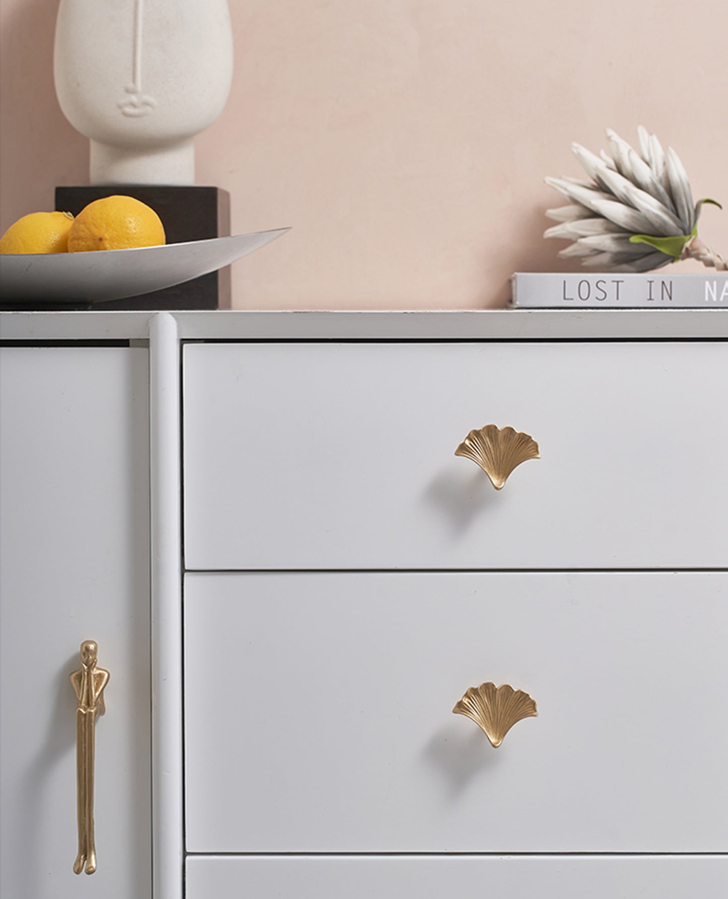 Brass Drawer Pulls Ginkgo Leaves Modern Drawer Handles Cupboard Kitchen Cabinet Dresser Knob Hardware Gold Home Decor