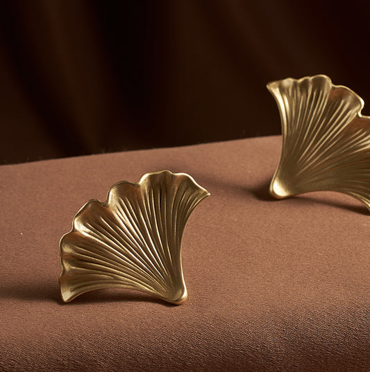 Brass Drawer Pulls Ginkgo Leaves Modern Drawer Handles Cupboard Kitchen Cabinet Dresser Knob Hardware Gold Home Decor