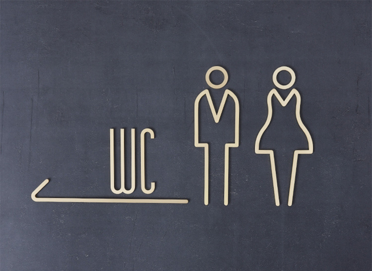 Gold Self-adhesive Brass Toilet Signage Bathroom Sign Male and Female Toilet Sign