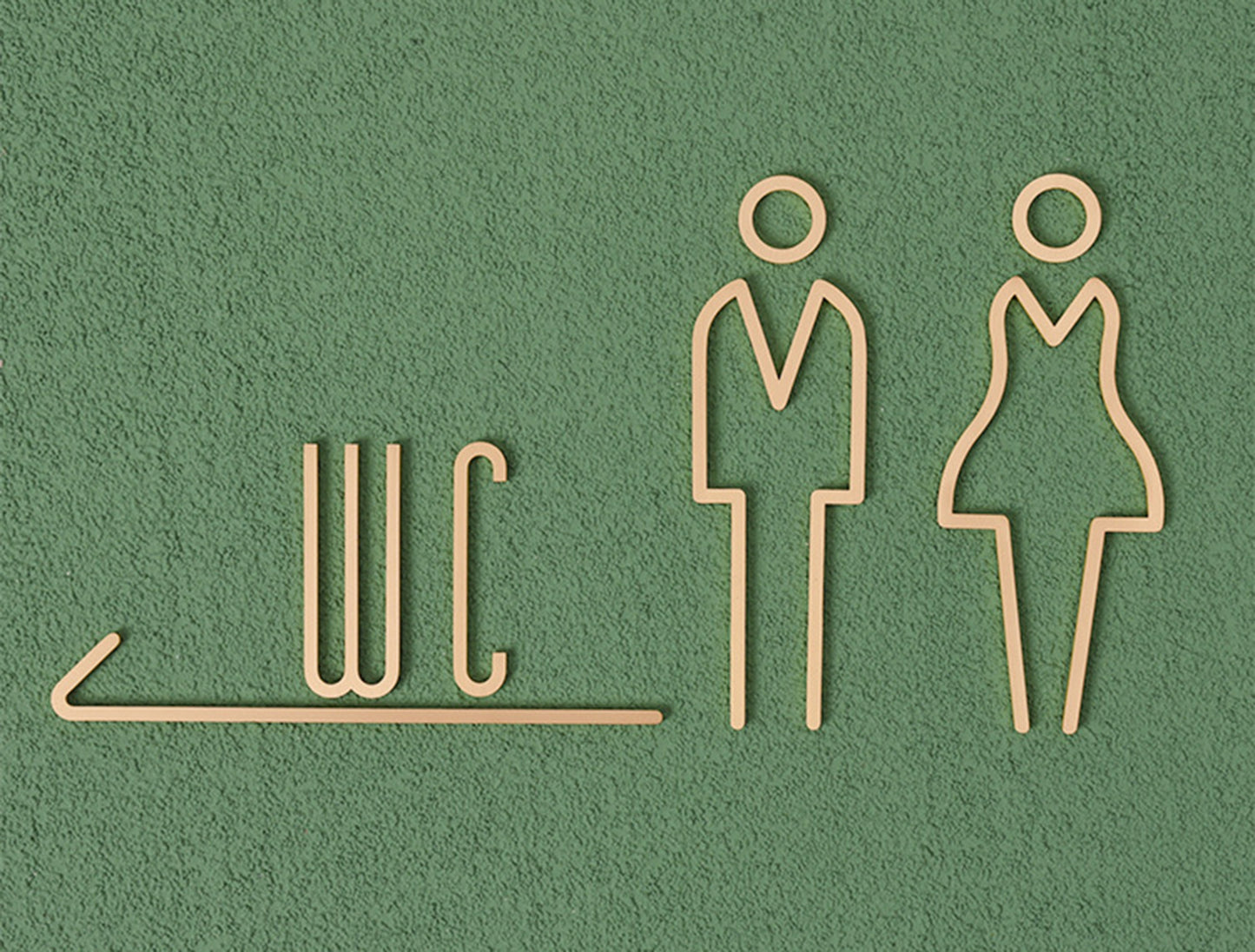 Gold Self-adhesive Brass Toilet Signage Bathroom Sign Male and Female Toilet Sign