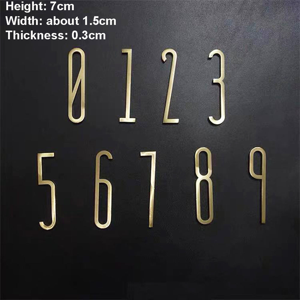 7cm Self-adhesive Brass House Numbers Symbols Alphabet Letter for Address Door Mailbox Decor