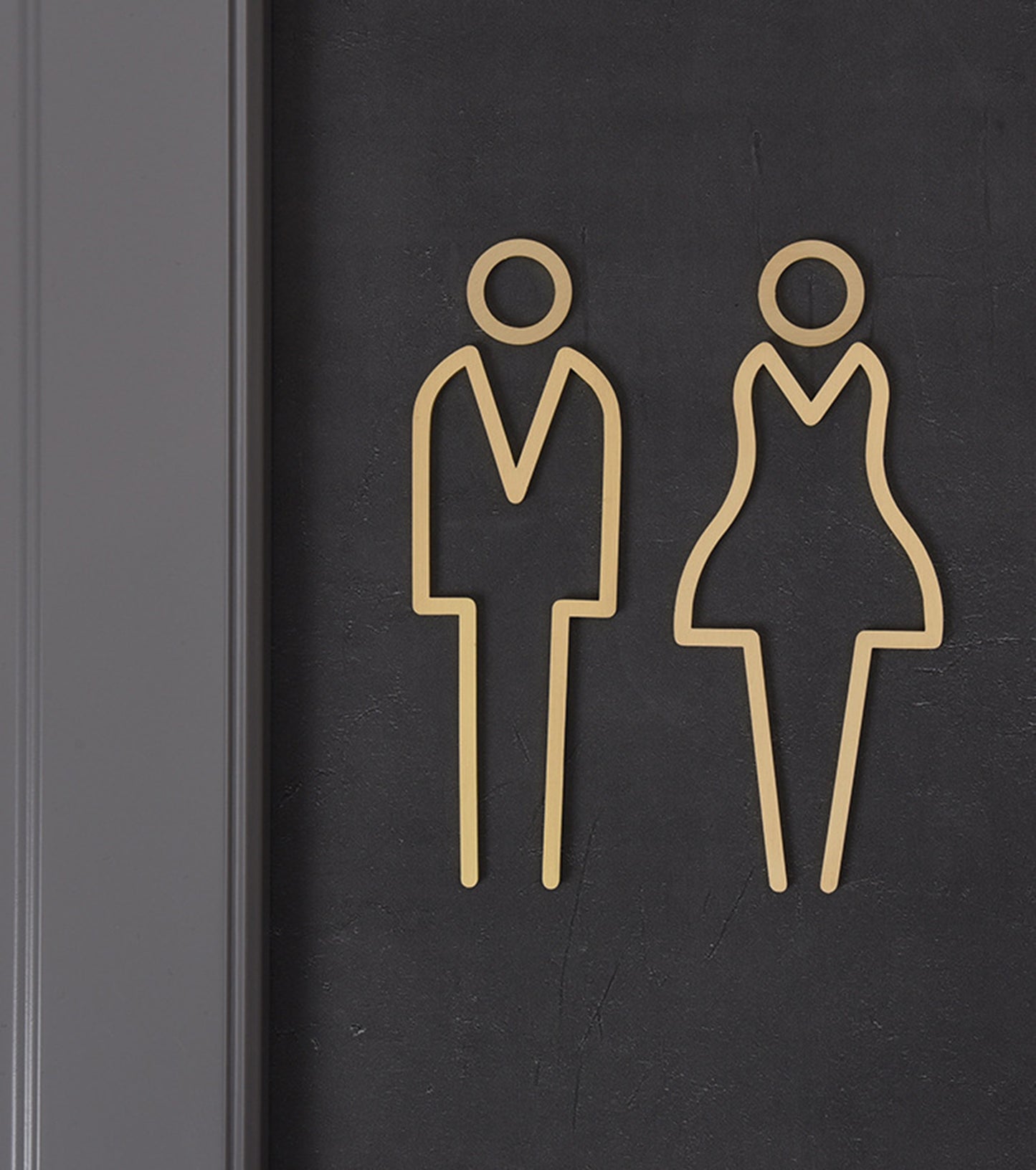 Gold Self-adhesive Brass Toilet Signage Bathroom Sign Male and Female Toilet Sign