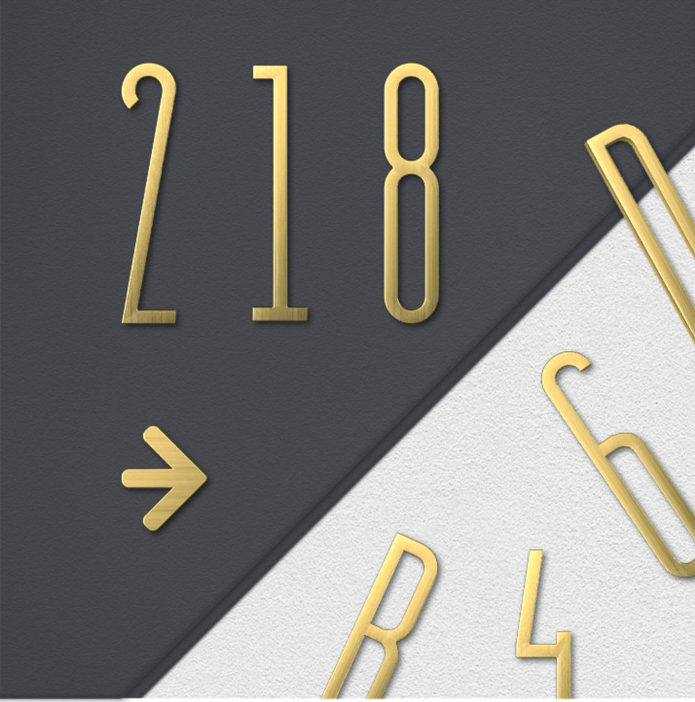 7cm Self-adhesive Brass House Numbers Symbols Alphabet Letter for Address Door Mailbox Decor