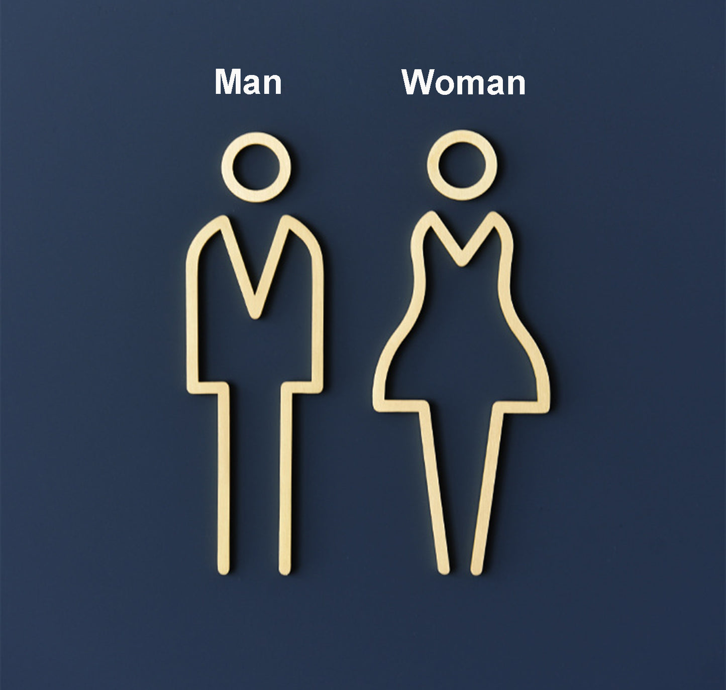 Gold Self-adhesive Brass Toilet Signage Bathroom Sign Male and Female Toilet Sign