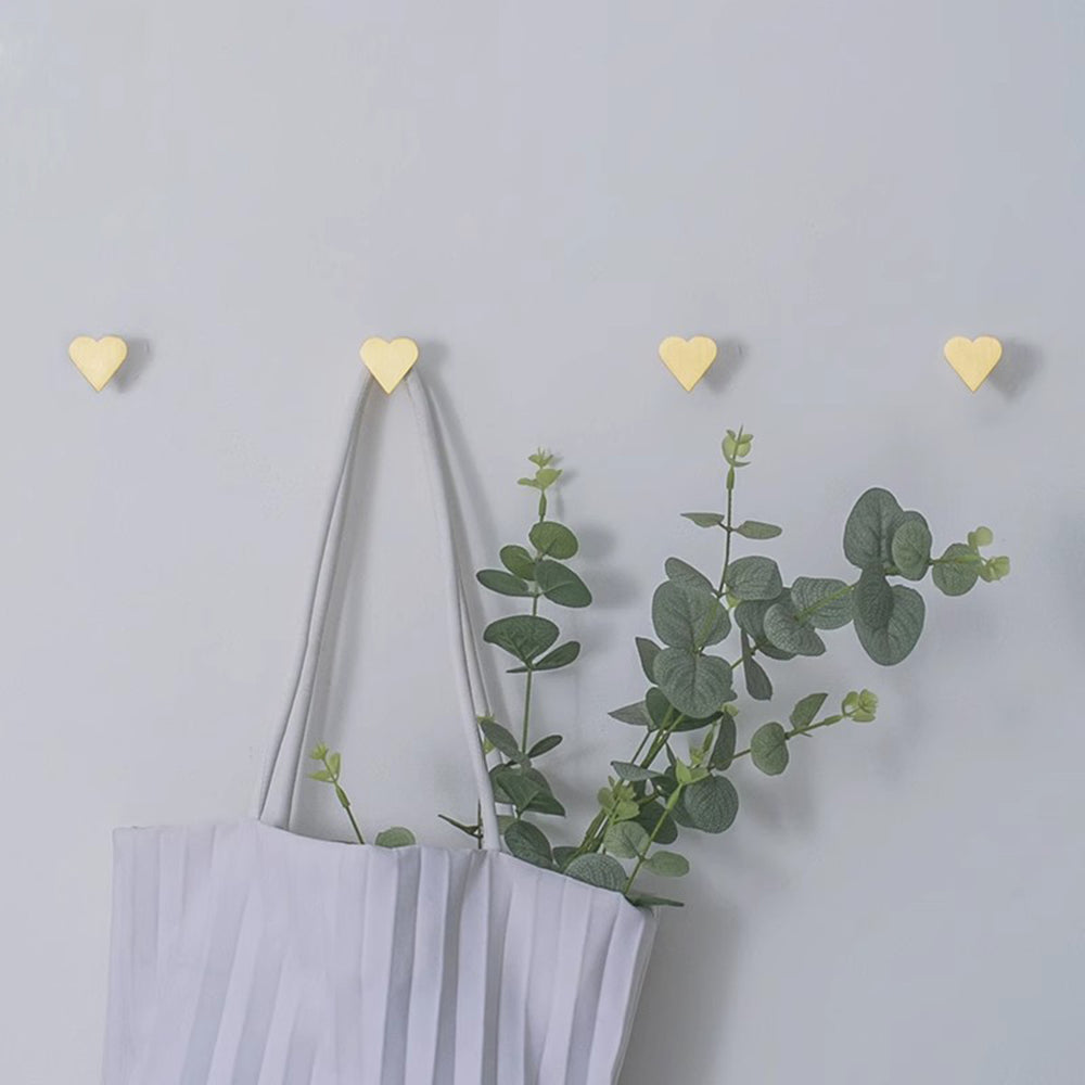 Heart-shaped Brass Hooks Coat Keys Wall Hook Wall-mounted Coat Hangers Racks Hooks Bathroom Scarves Hook Hardware