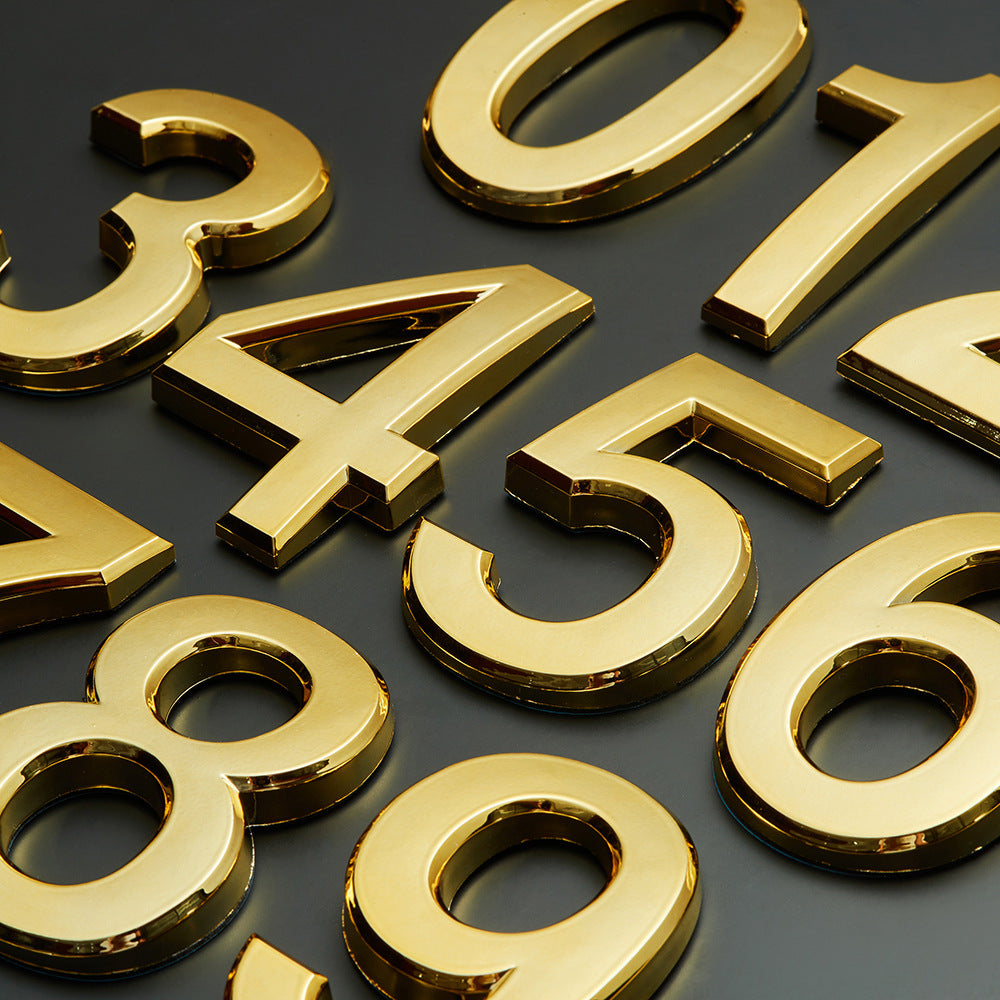 Self-adhesive Resin House Numbers Gold Symbols Alphabet for Address Door Mailbox Decor Modern House Numbers Resin 70*48*8mm