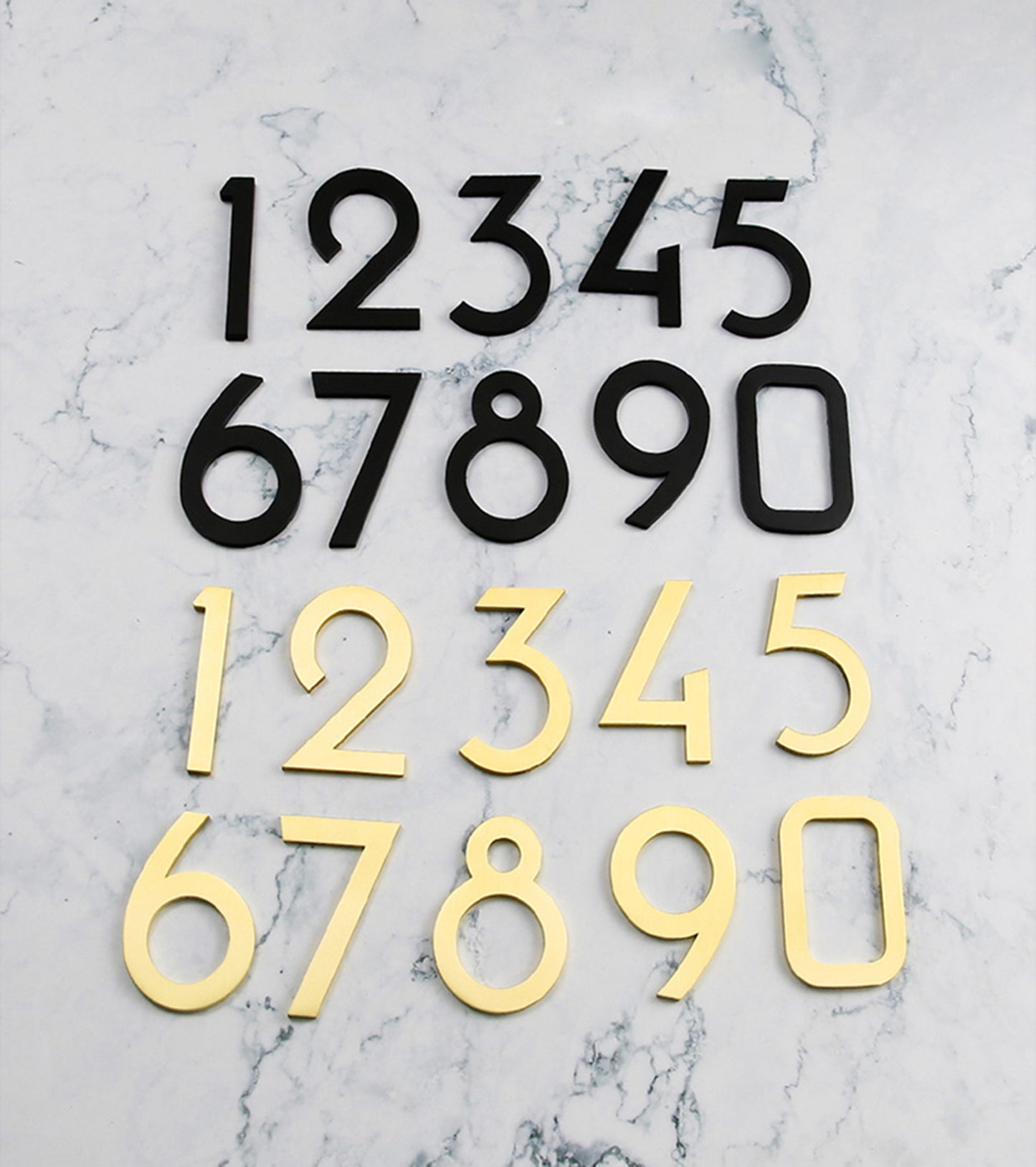 Self-adhesive Brass House Door Numbers for Address Door Mailbox Modern Golden Black House Numbers