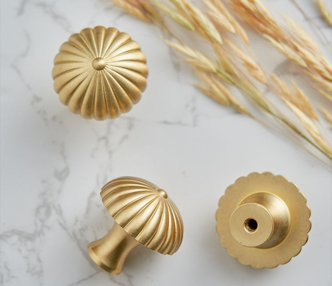 Brass Drawer Knob Pulls Mushroom Modern Door Handles Cupboard Kitchen Cabinet Wardrobe Closet Door Knob Hardware Gold