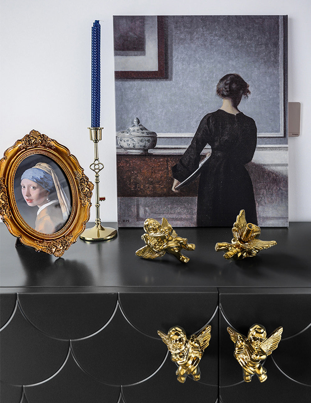 Brass Drawer Pulls Cherub Door Handles Wardrobe Cupboard Bookcase Kitchen Cabinet Dresser Gold Pulls Modern Home Decor