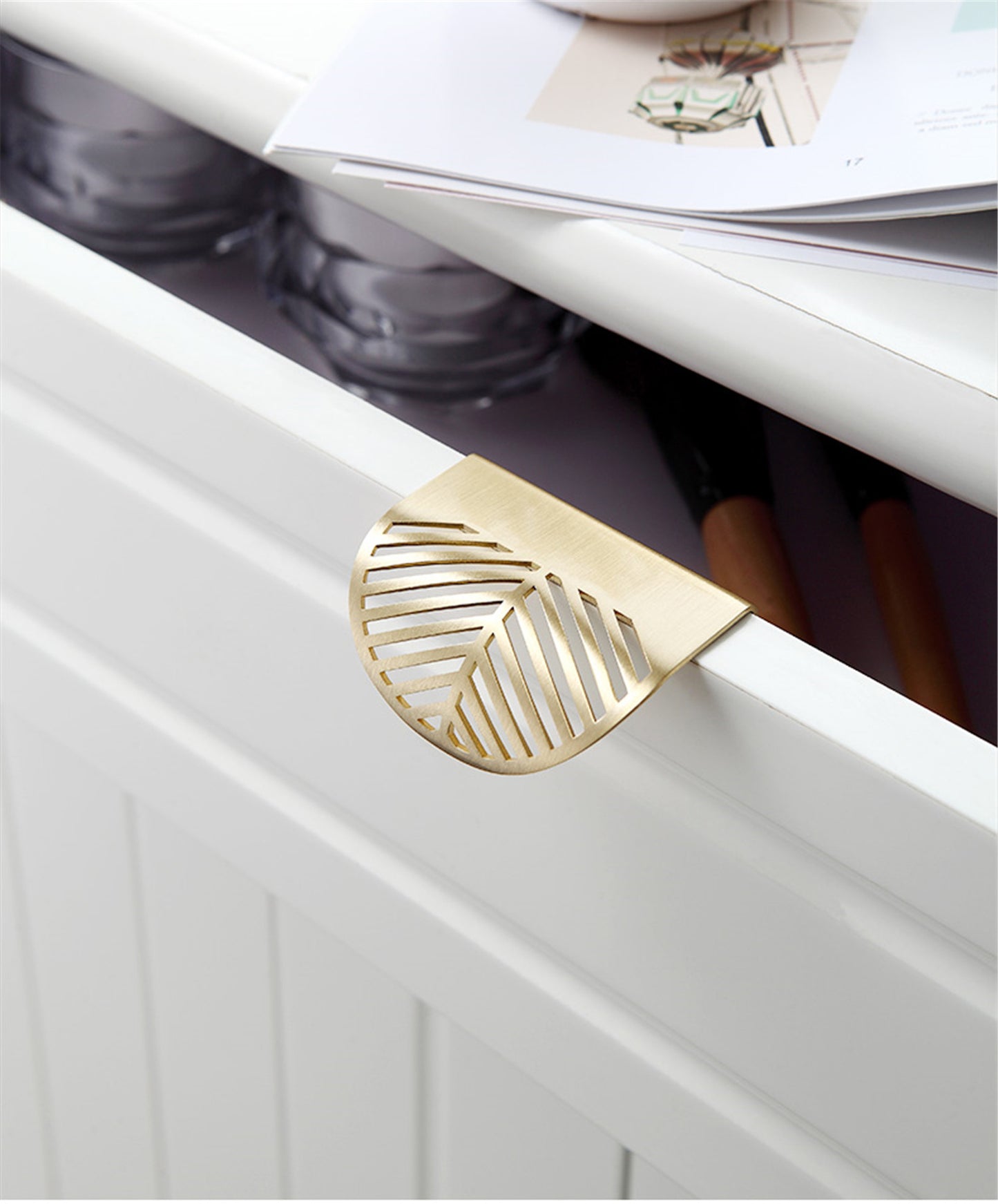 Brass Drawer Pulls Gold Hollow Leaves Drawer Handles Cupboard Kitchen Cabinet Dresser Knob Hardware Modern Home Decor
