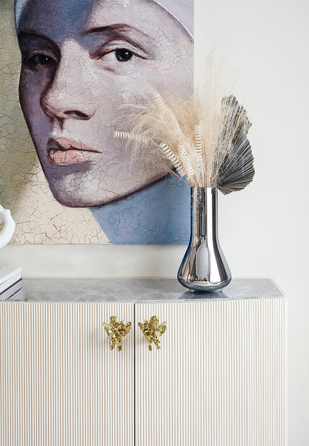 Brass Drawer Pulls Cherub Door Handles Wardrobe Cupboard Bookcase Kitchen Cabinet Dresser Gold Pulls Modern Home Decor