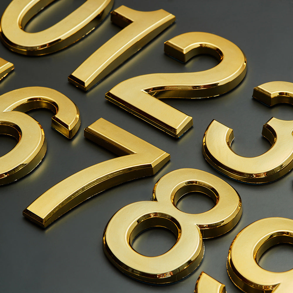Self-adhesive Resin House Numbers Gold Symbols Alphabet for Address Door Mailbox Decor Modern House Numbers Resin 70*48*8mm