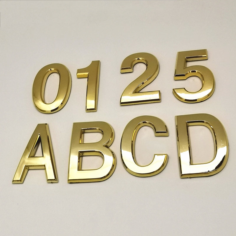 Self-adhesive Resin House Numbers Gold Symbols Alphabet for Address Door Mailbox Decor Modern House Numbers Resin 70*48*8mm