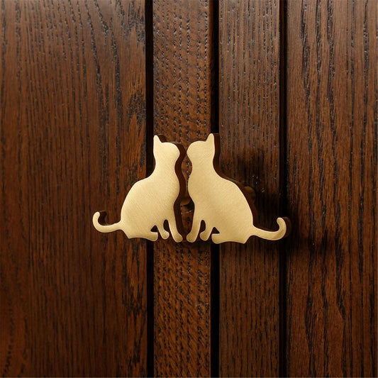 Brass Drawer Pulls Cat Modern Wardrobe Handles Cupboard Kitchen Cabinet Dresser Knob Hardware Home Decor