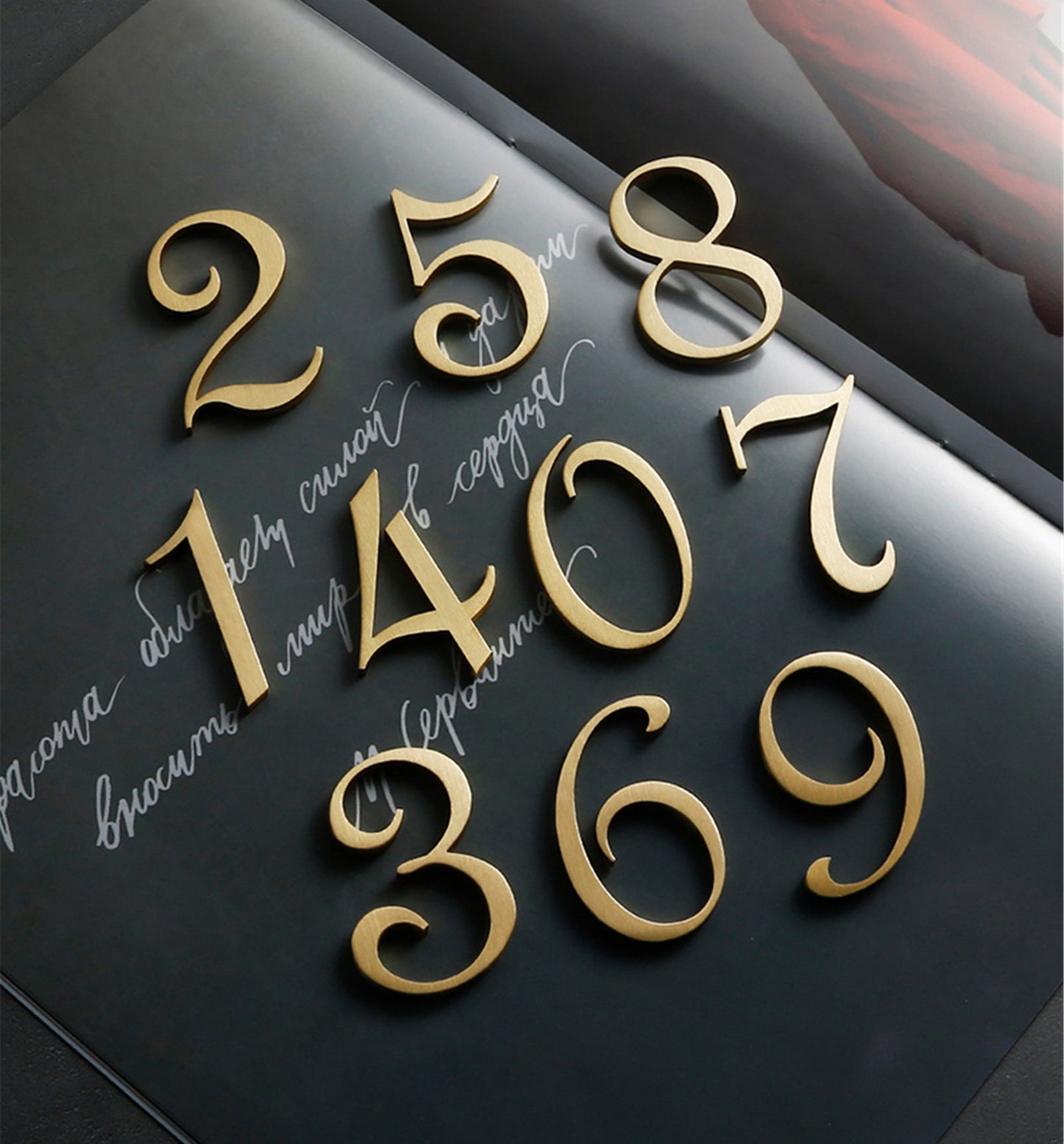 Self-adhesive Brass House Door Numbers for Address Door Mailbox Decor Modern Golden House Numbers