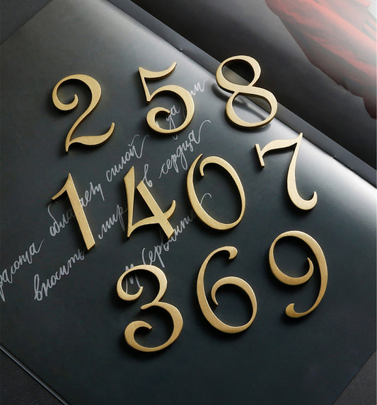 Self-adhesive Brass House Door Numbers for Address Door Mailbox Decor Modern Golden House Numbers