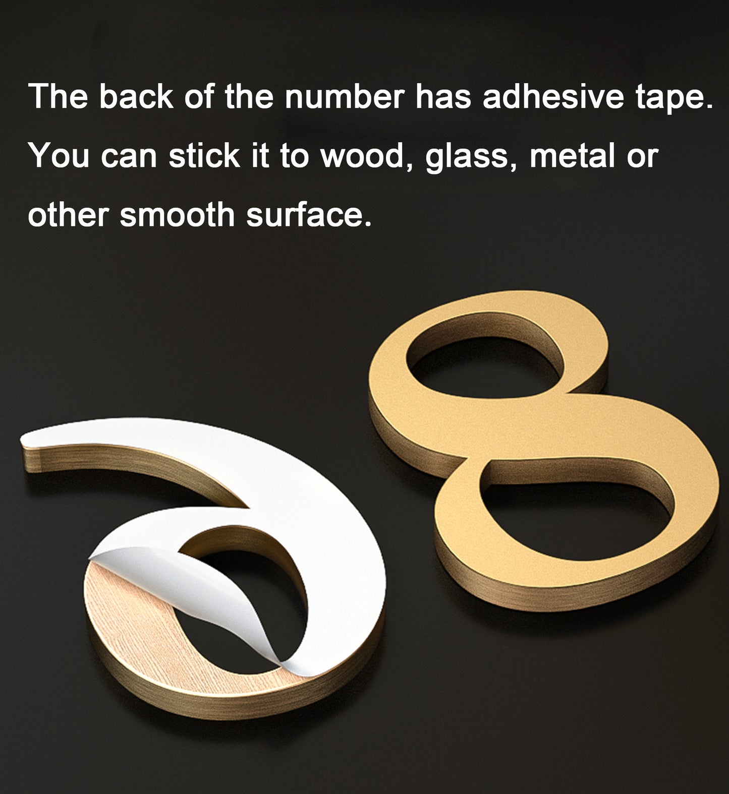 Self-adhesive Brass House Numbers Symbols Alphabet for Address Door Mailbox Decor Modern Golden House Numbers