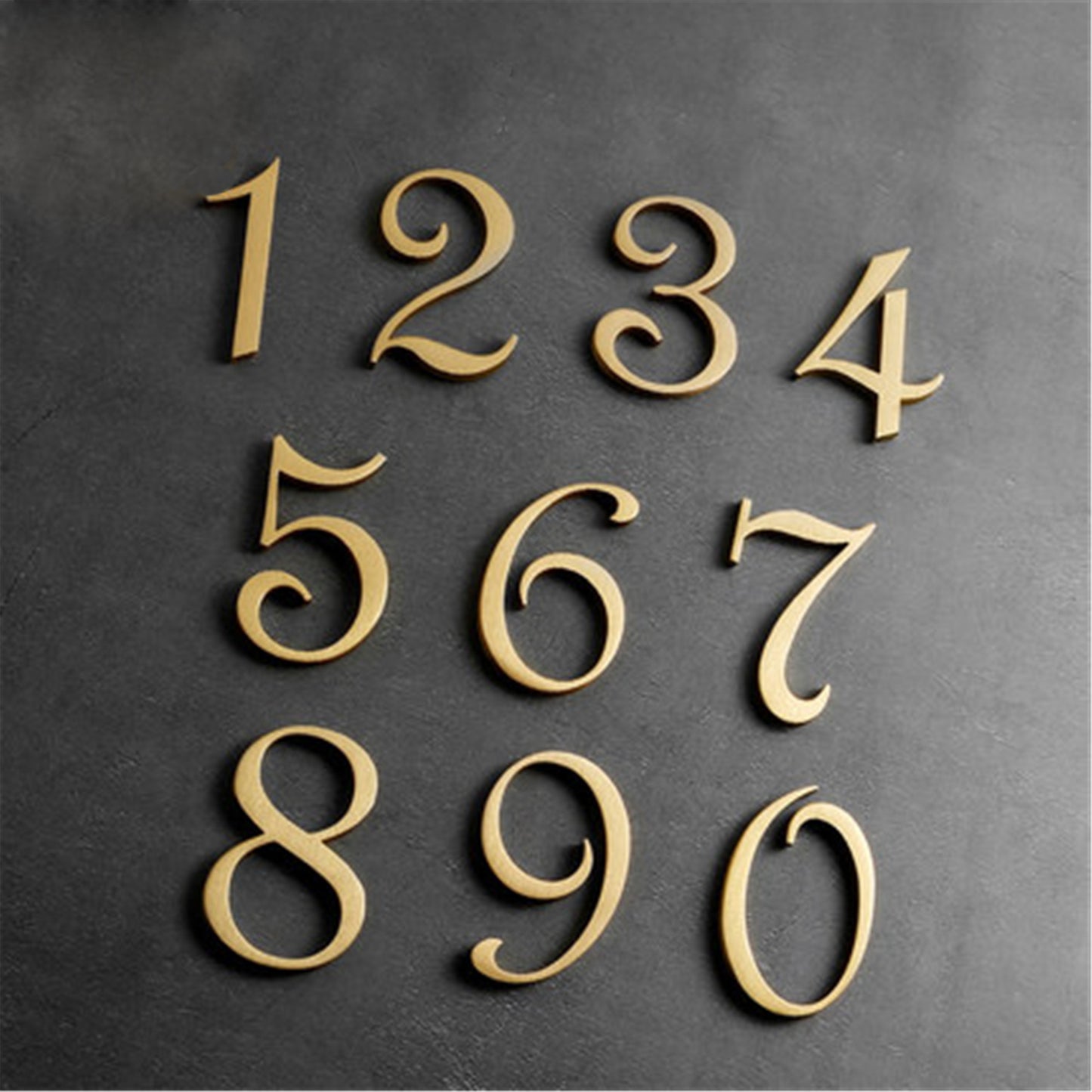 Self-adhesive Brass House Door Numbers for Address Door Mailbox Decor Modern Golden House Numbers