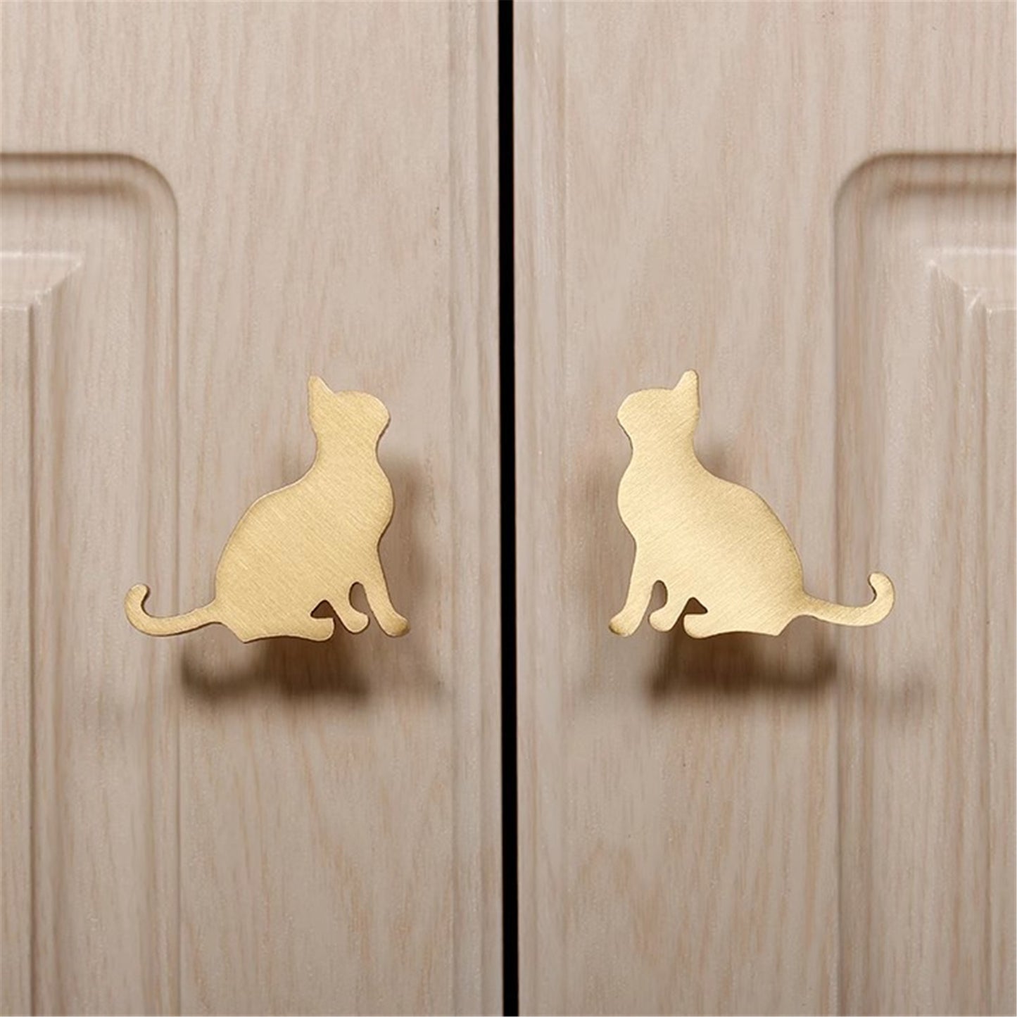 Brass Drawer Pulls Cat Modern Wardrobe Handles Cupboard Kitchen Cabinet Dresser Knob Hardware Home Decor