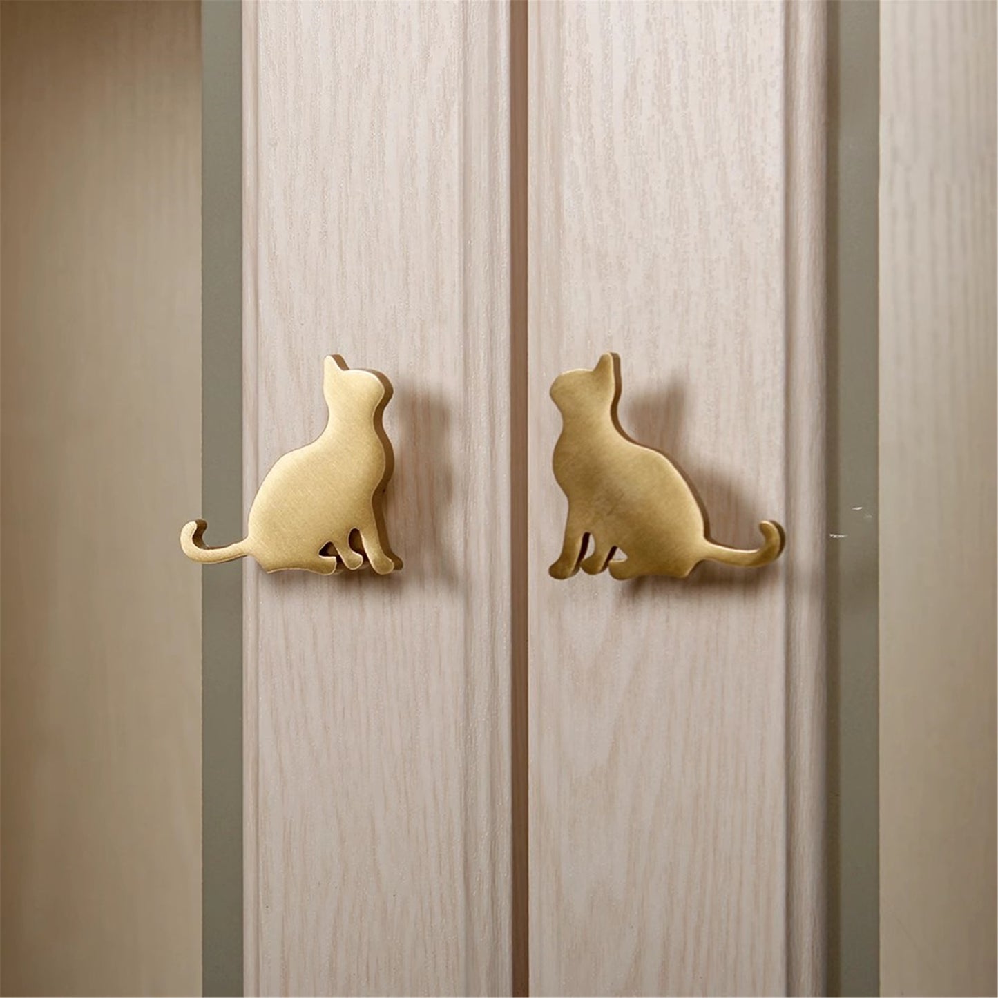 Brass Drawer Pulls Cat Modern Wardrobe Handles Cupboard Kitchen Cabinet Dresser Knob Hardware Home Decor