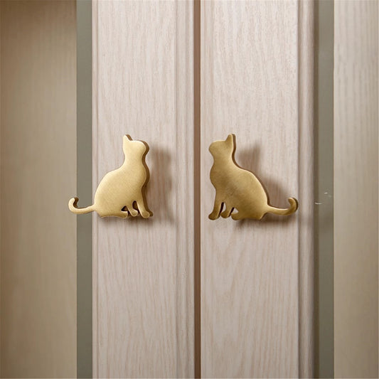 Brass Drawer Pulls Cat Modern Wardrobe Handles Cupboard Kitchen Cabinet Dresser Knob Hardware Home Decor