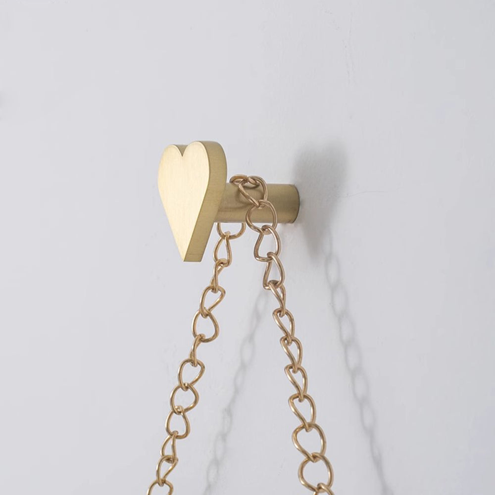 Heart-shaped Brass Hooks Coat Keys Wall Hook Wall-mounted Coat Hangers Racks Hooks Bathroom Scarves Hook Hardware