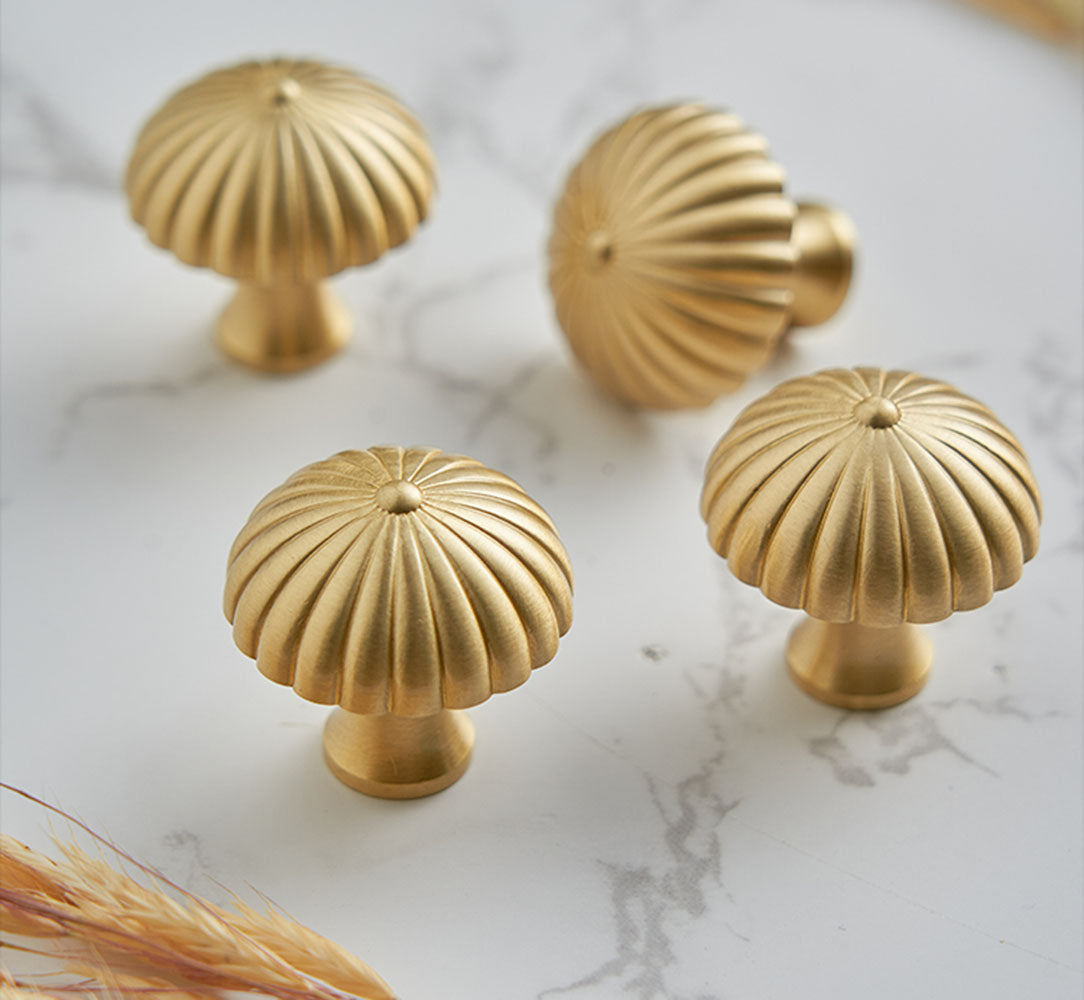 Brass Drawer Knob Pulls Mushroom Modern Door Handles Cupboard Kitchen Cabinet Wardrobe Closet Door Knob Hardware Gold