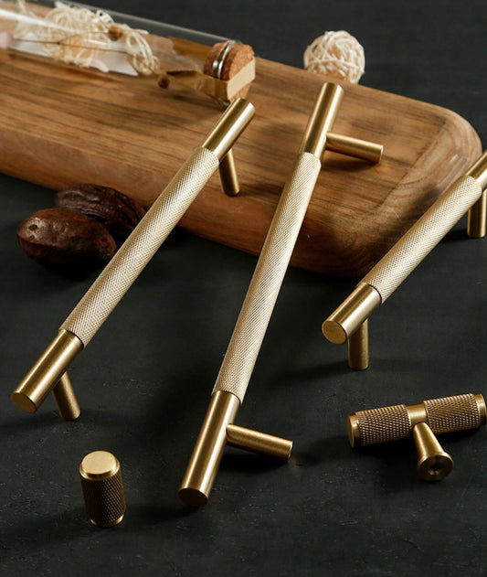 Solid Brass Drawer Pulls Modern T Knobs Bar Drawer Handles Cupboard Kitchen Cabinet Dresser Long Pull Hardware Gold Black Bronze