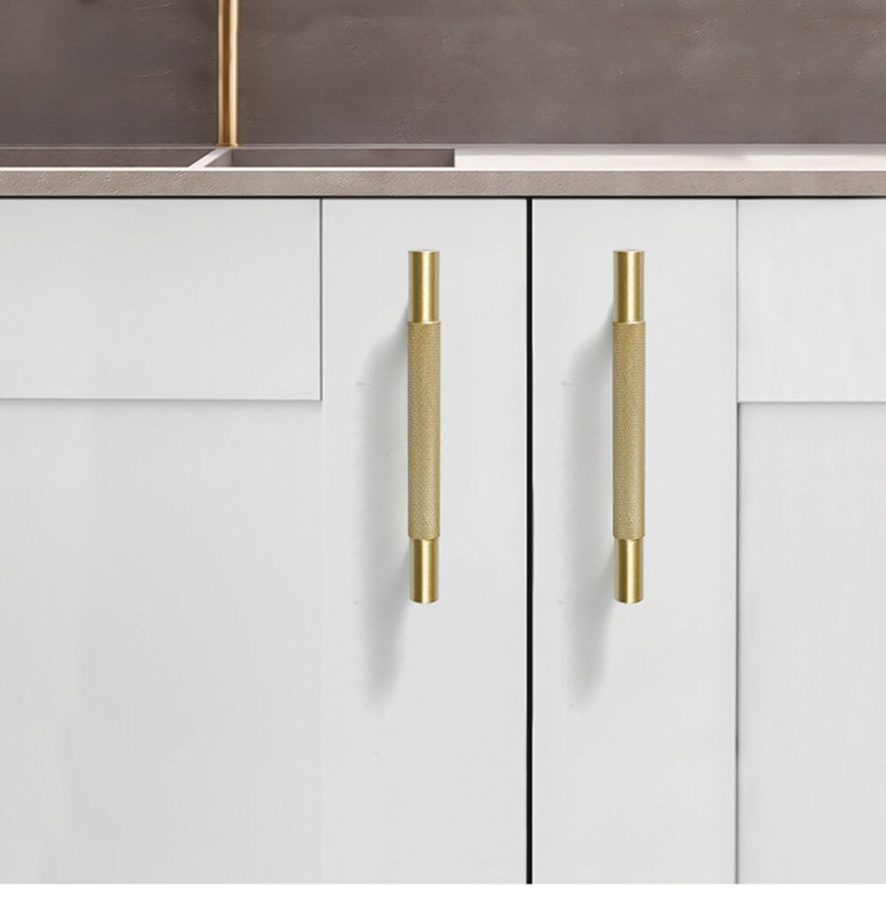 Solid Brass Drawer Pulls Modern T Knobs Bar Drawer Handles Cupboard Kitchen Cabinet Dresser Long Pull Hardware Gold Black Bronze
